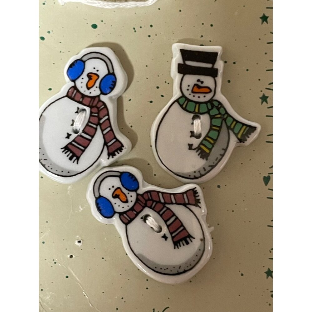 Vintage 1997 Trena’s Trinkets Snowman Buttons Set of 3 NEW Old Stock - Picture 4 of 8